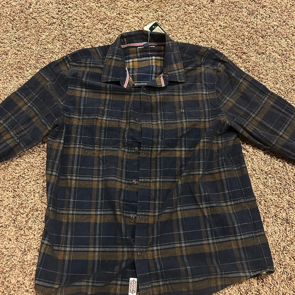 Flag & Anthem Long Sleeve Vintage Wash Corduroy Shirt - Navy, XL, NWT